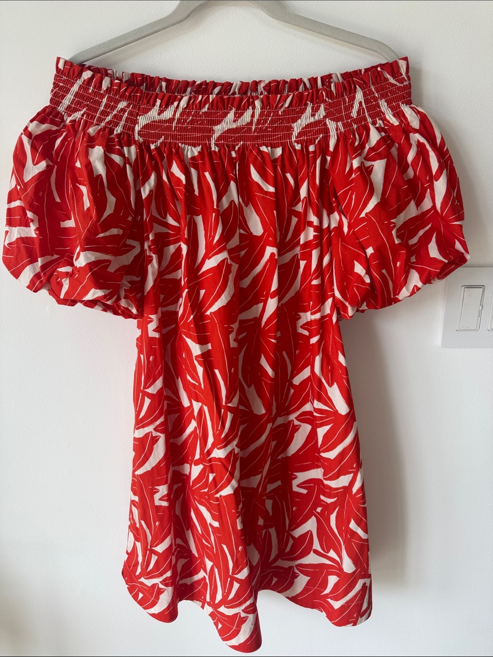 Off-Shoulder Red & White Mini Dress